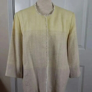 Alfred Dunner Yellow, Beige‎ & White Lined Jacket